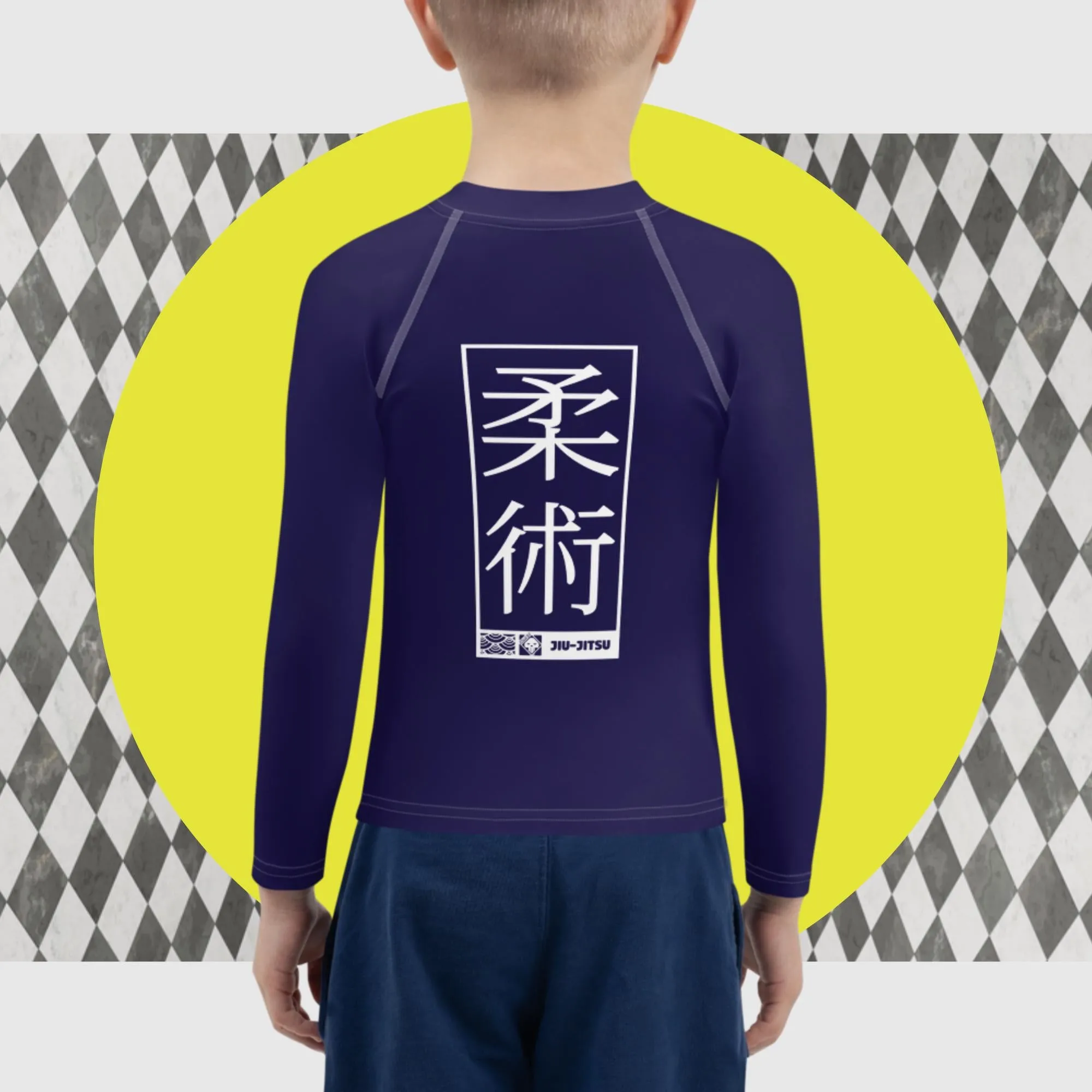 Kid's Boys Long Sleeve BJJ Rash Guard Jiu-Jitsu 002 - Midnight Blue