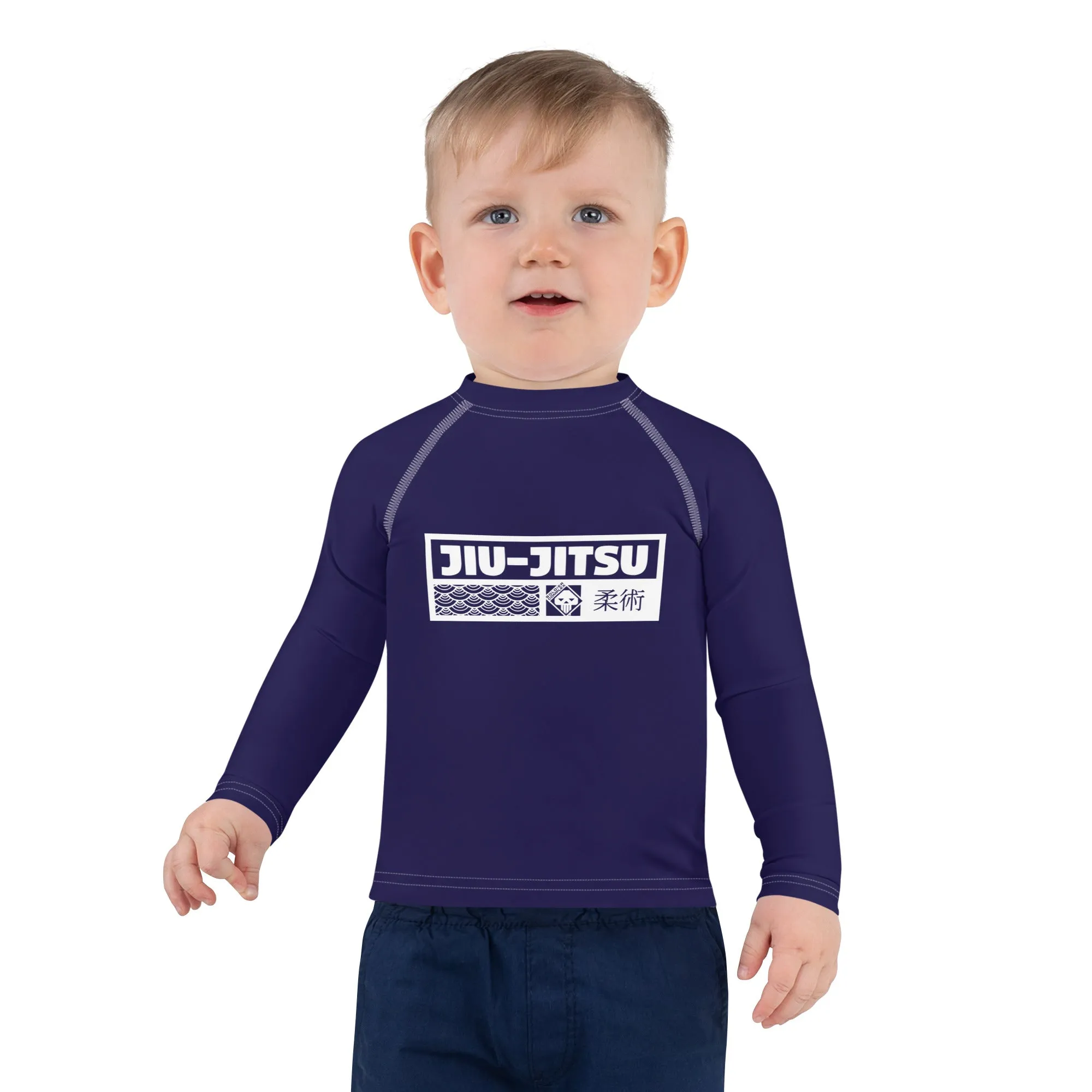 Kid's Boys Long Sleeve BJJ Rash Guard Jiu-Jitsu 002 - Midnight Blue