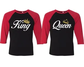 King Queen Couple Matching Baseball T Shirts