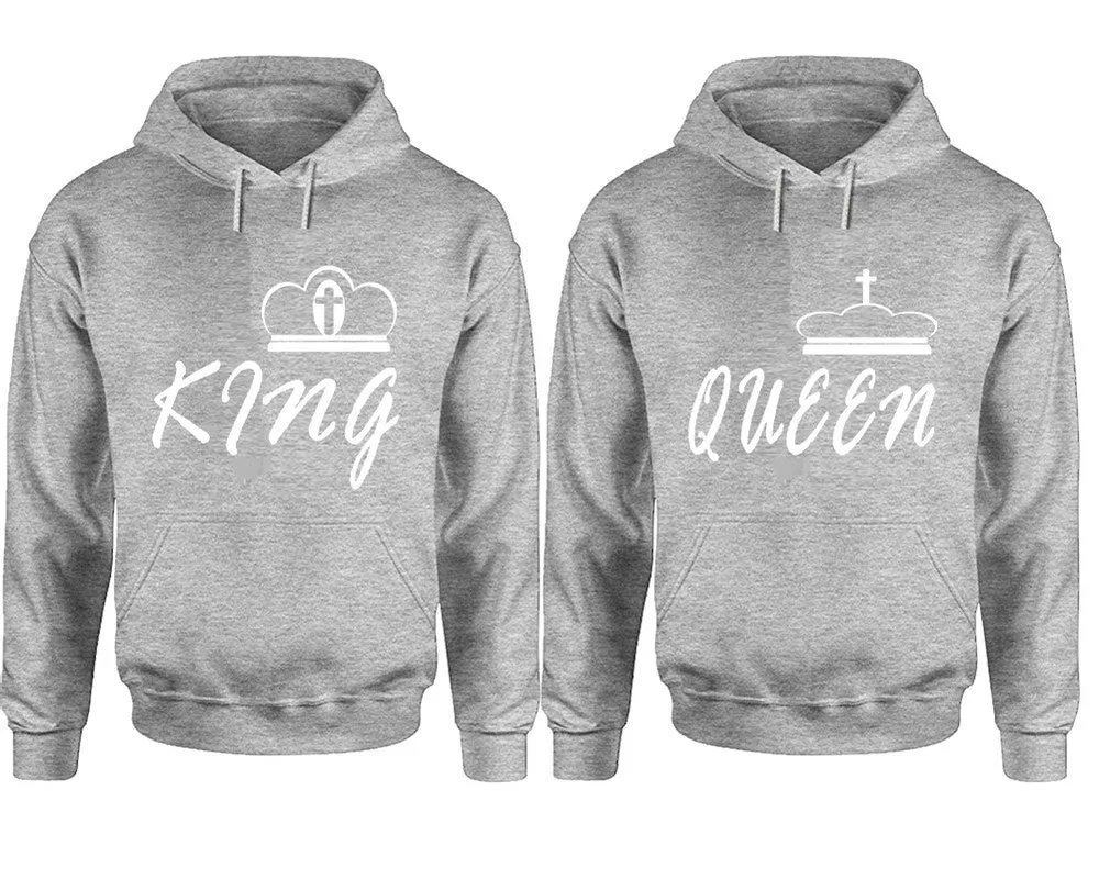 King Queen Couple Matching Pullover Hoodies