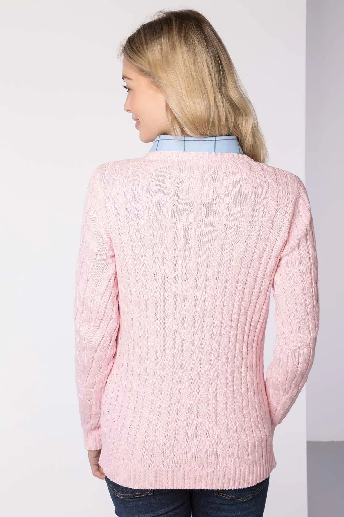 Ladies Crew Neck Cable Knit Jumper - Emma