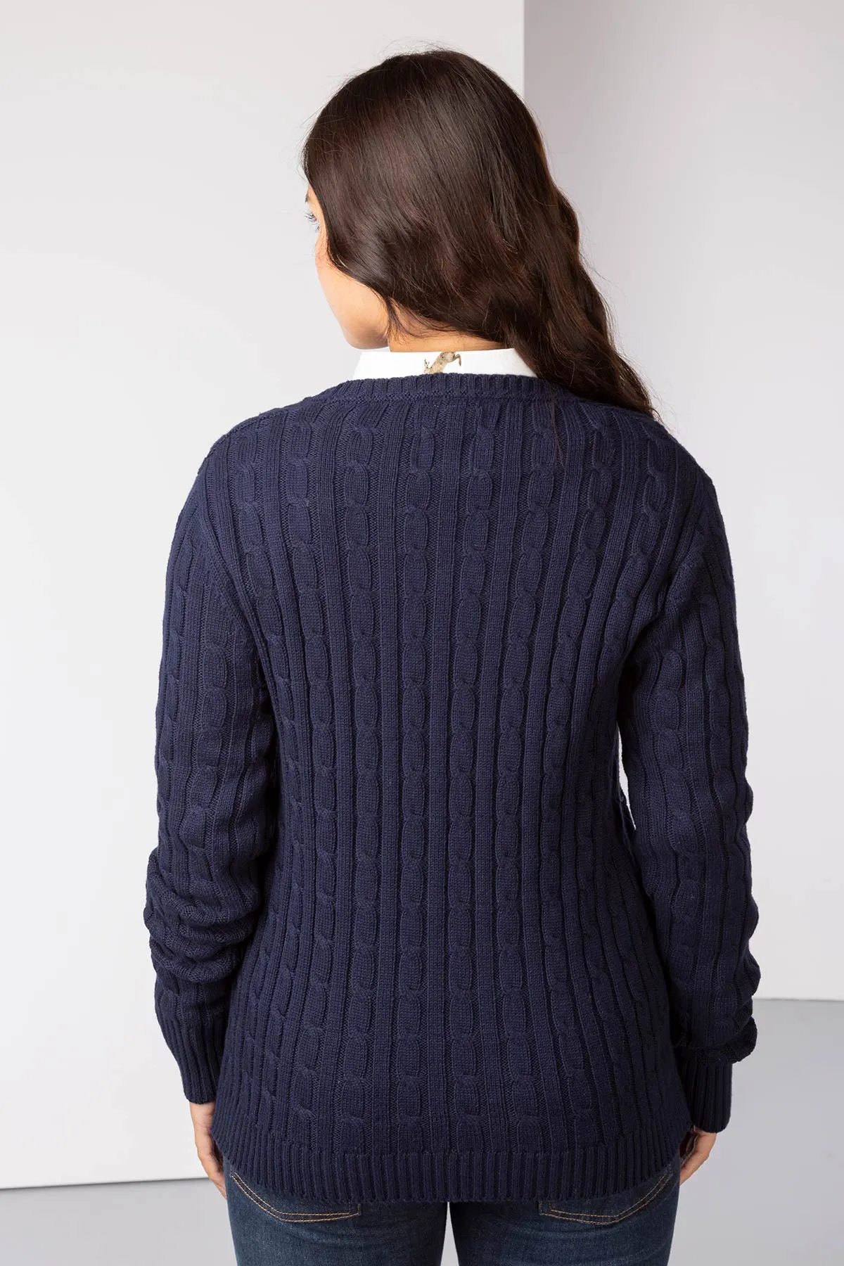 Ladies Crew Neck Cable Knit Jumper - Emma