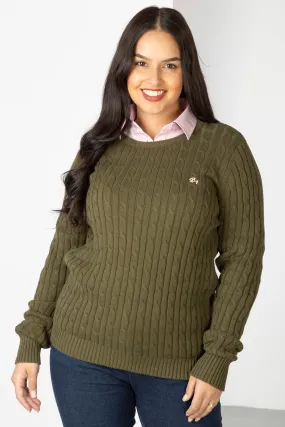 Ladies Crew Neck Cable Knit Jumper - Emma