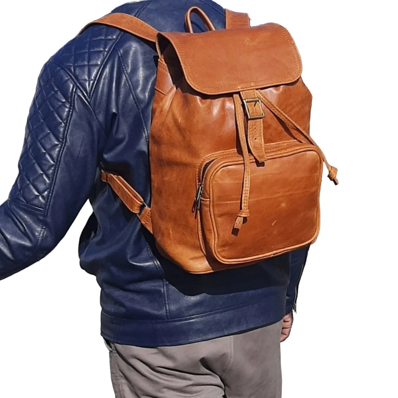 Leather Backpacks with flap XL