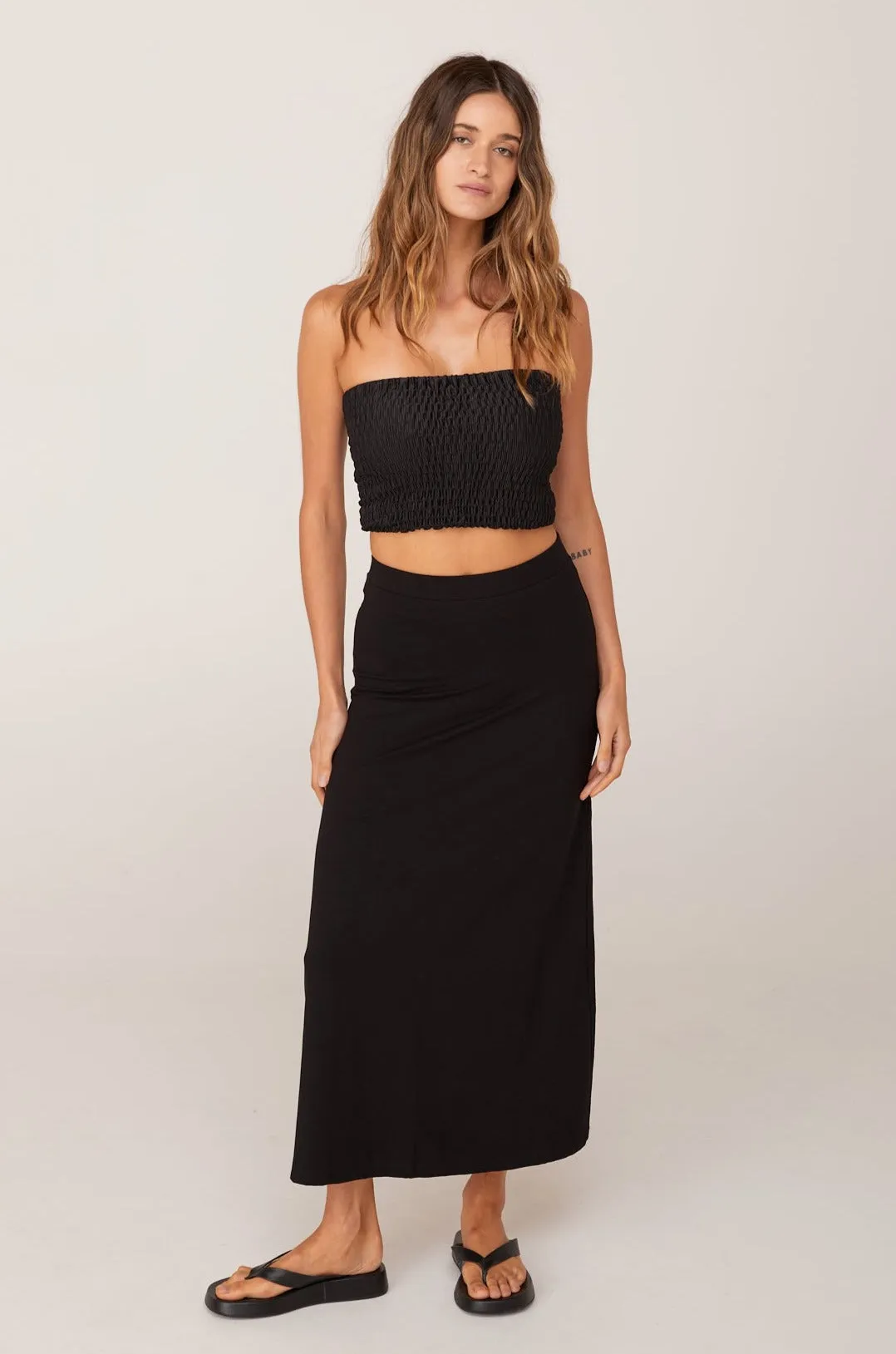 LEYLAH MIDI SKIRT - BLACK