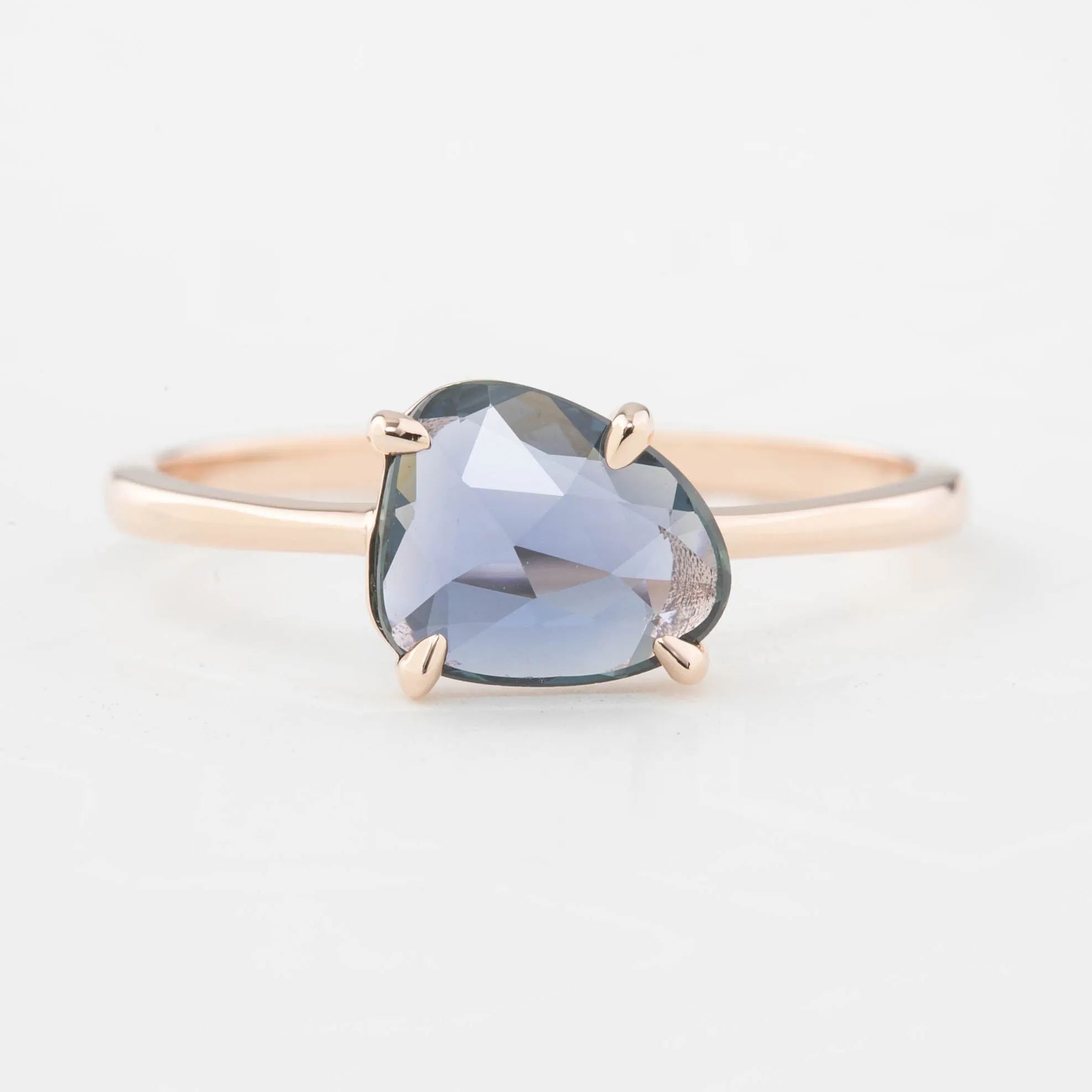 Lisa Ring - 1.20ct Unheated Organic Cut Blue Sapphire, 14k rose gold (One of a kind)