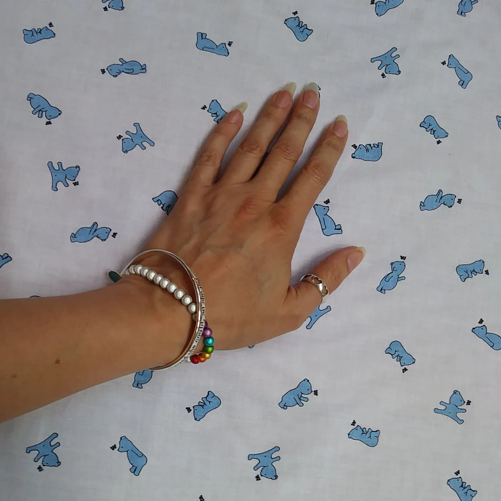 Little Blue Bear Fabric - Cotton