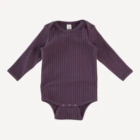 long sleeve lap neck bodysuit | raisin | classic rib