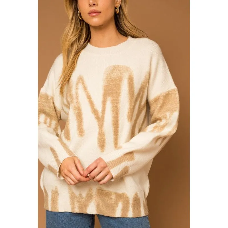 Long Sleeve Spray Print Sweater