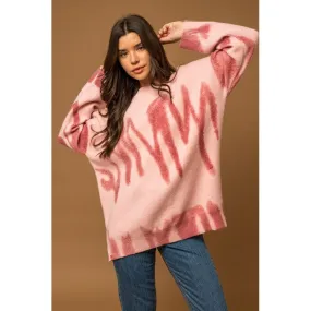 Long Sleeve Spray Print Sweater