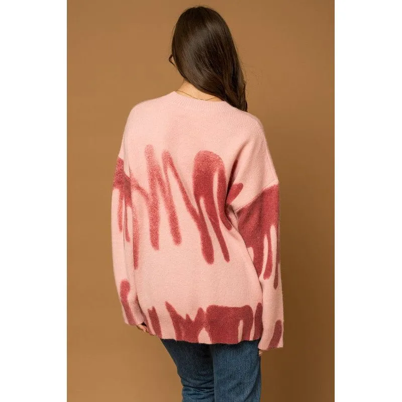 Long Sleeve Spray Print Sweater