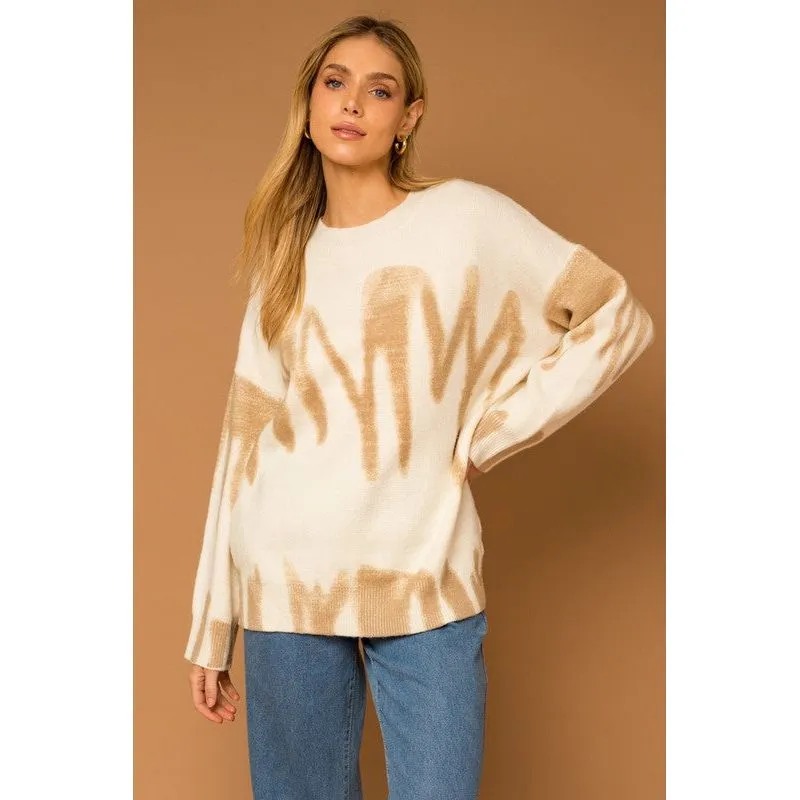 Long Sleeve Spray Print Sweater