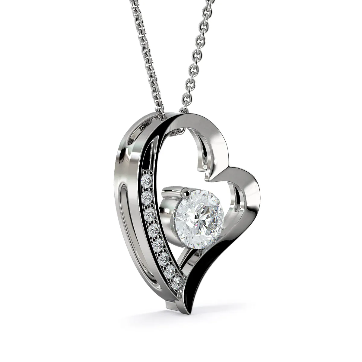 LOVE Forever Heart Necklace With Mom To Daughter "Braver" Message card