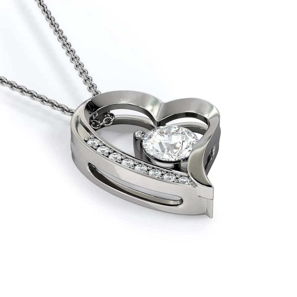 LOVE Forever Heart Necklace With Mom To Daughter "Braver" Message card