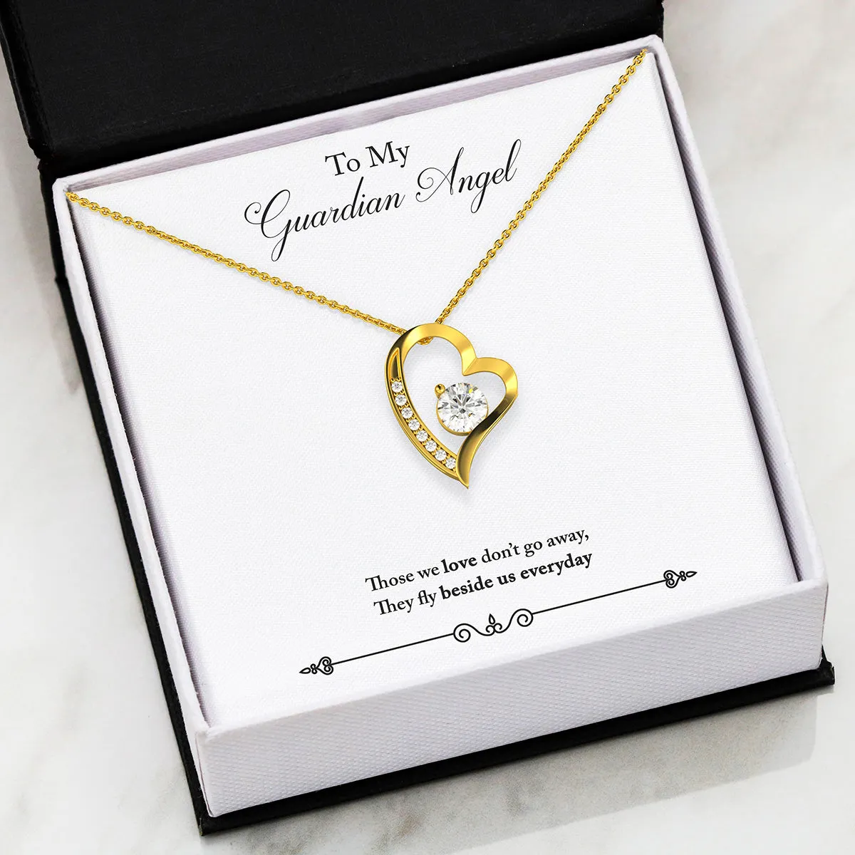 LOVE Forever Heart Necklace With Remembrance Guardian Angel Message Card