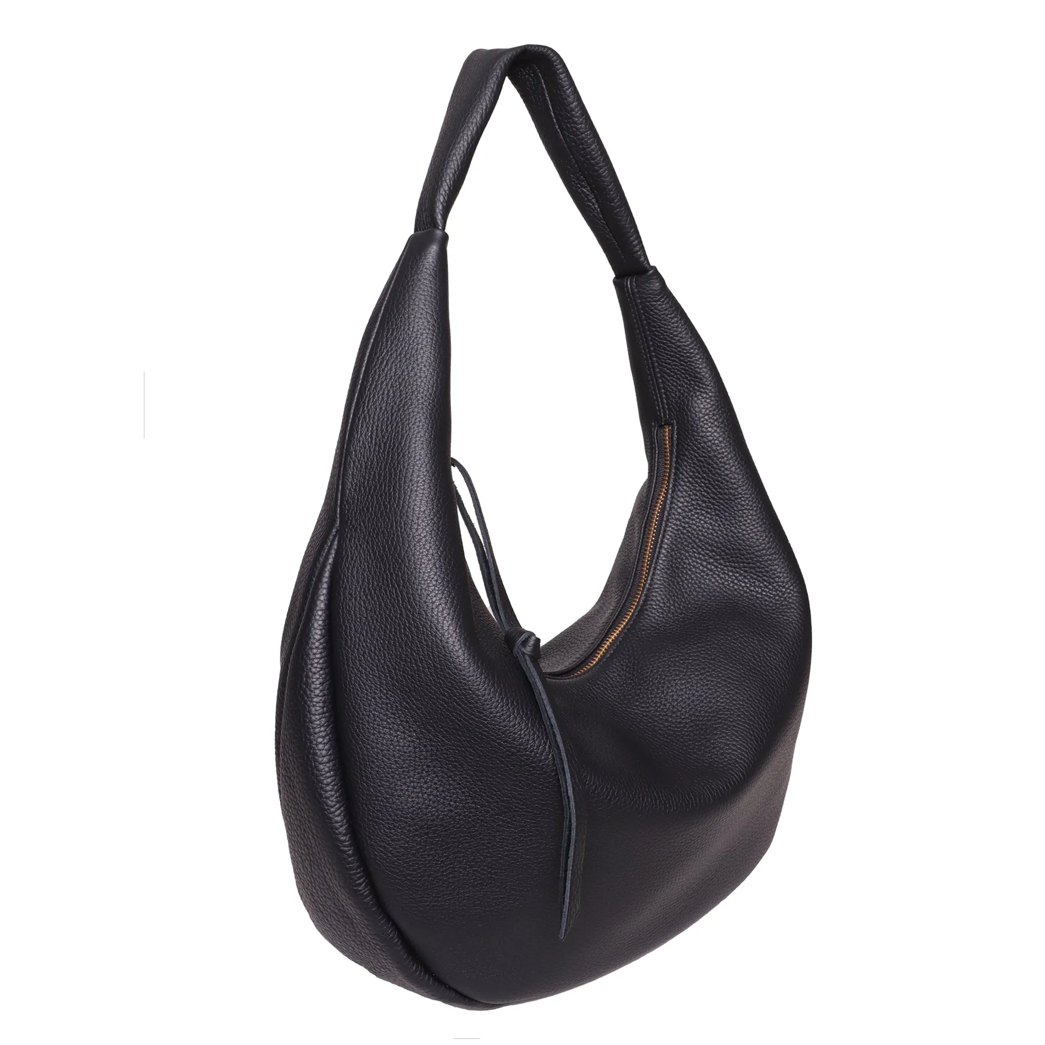 Lucia Hobo in Black Italian Buffalo Cowhide