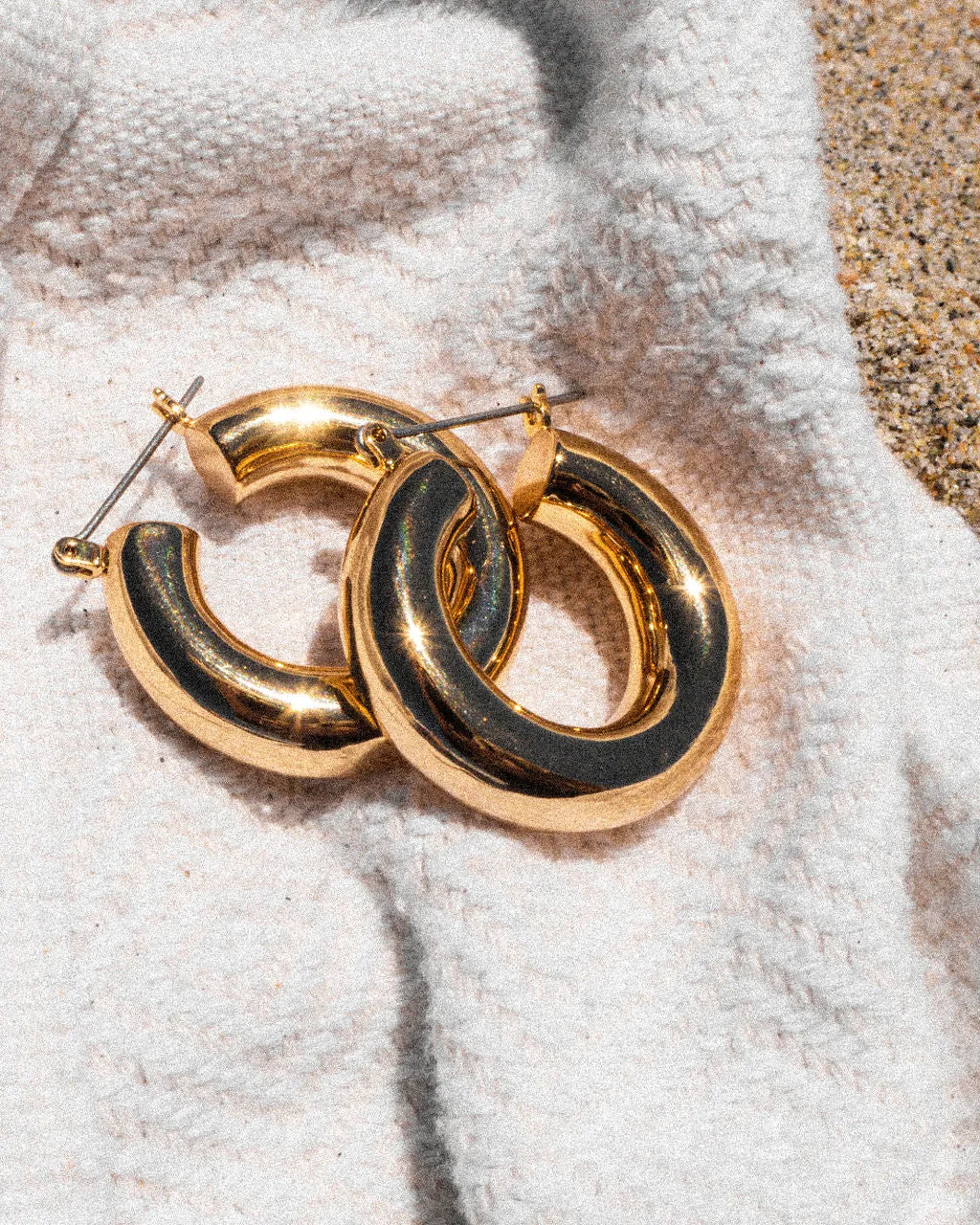 Luv Aj Malibu Thick Tube Hoop Earrings in Polished 18k Gold