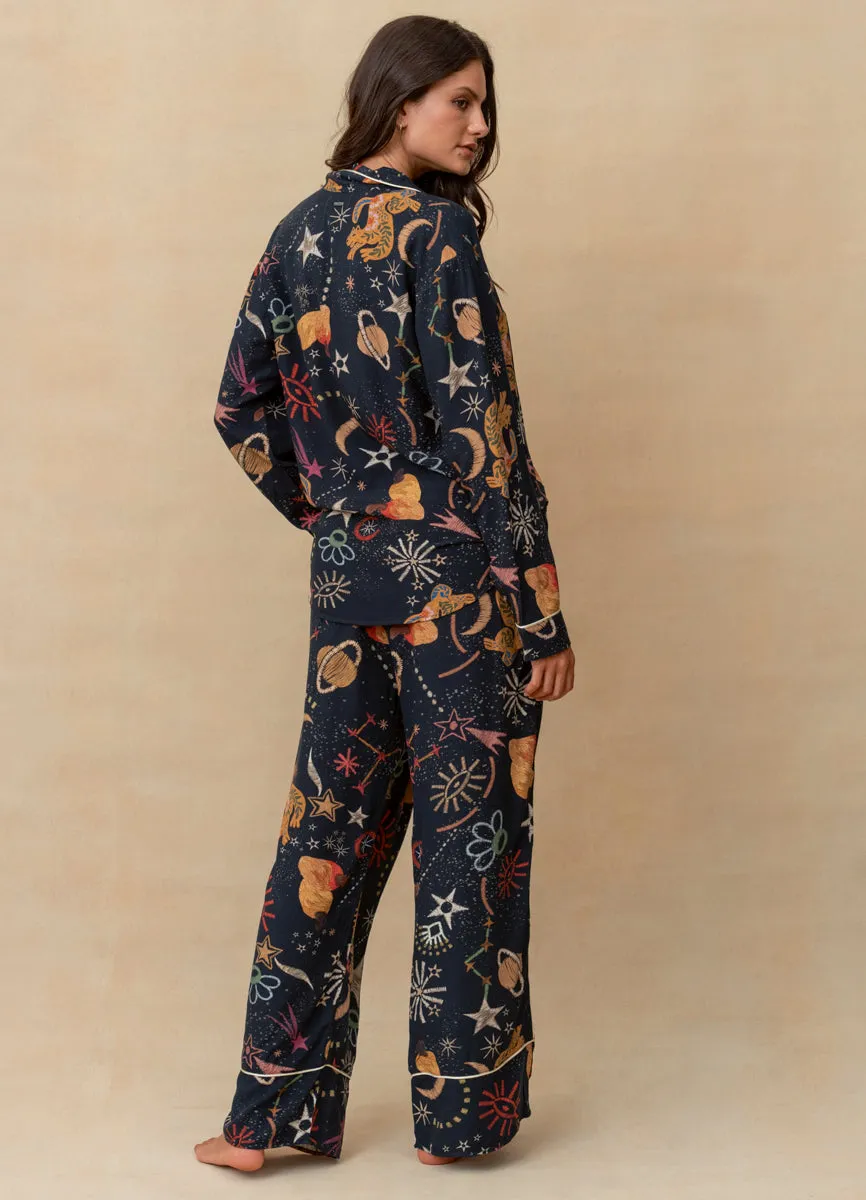 Maaji Night Jaguar Dandelion Long Sleeve Pant Set