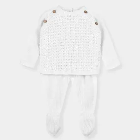 Mac Ilusion Unisex White Knitted 2 Piece Set