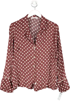 MANGO Lola Polka Dot Shirt, Brown UK XXL