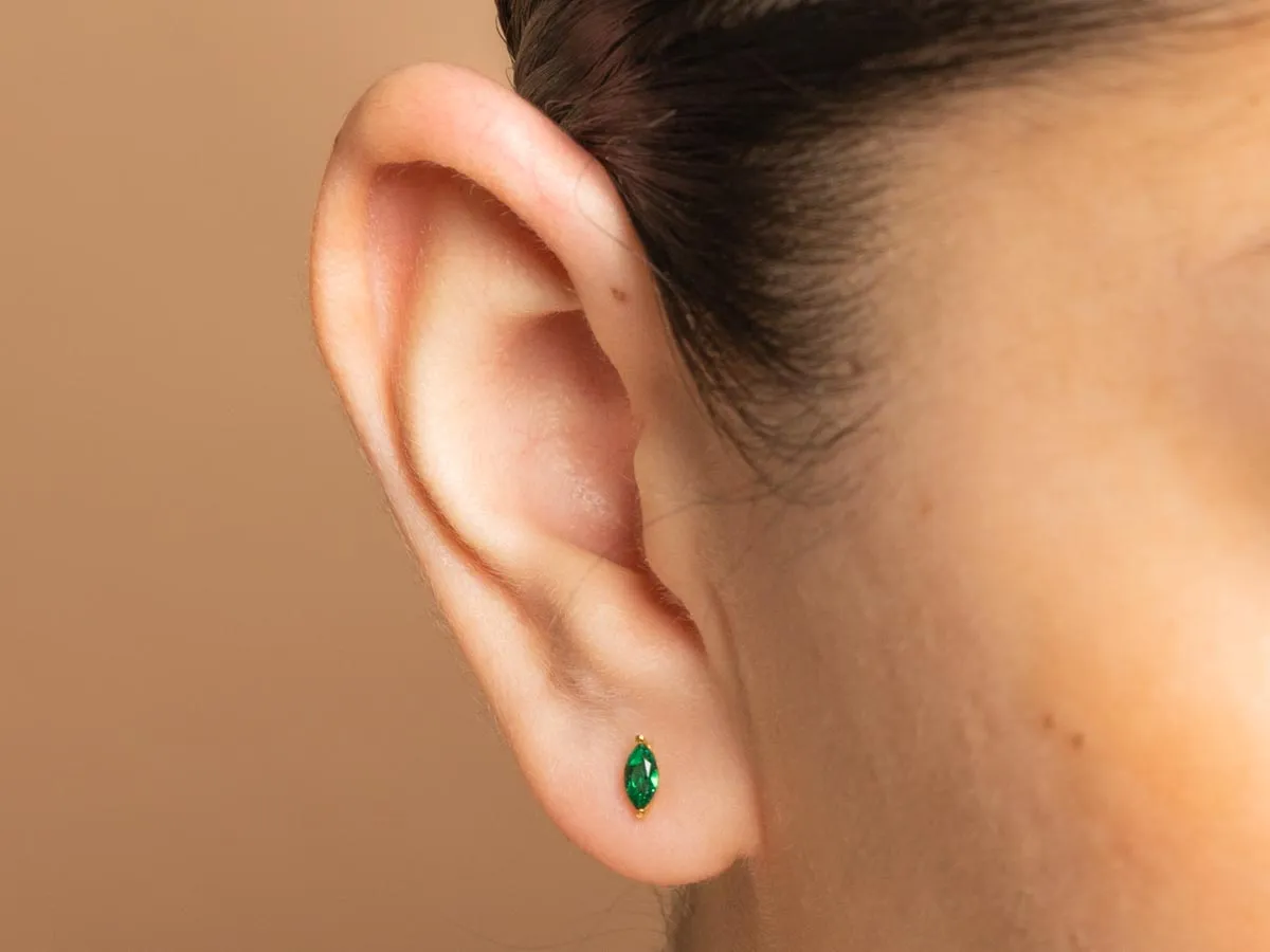 Marquise Emerald Studs