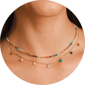 Master Healer 2mm   Dewdrop Necklace Stack