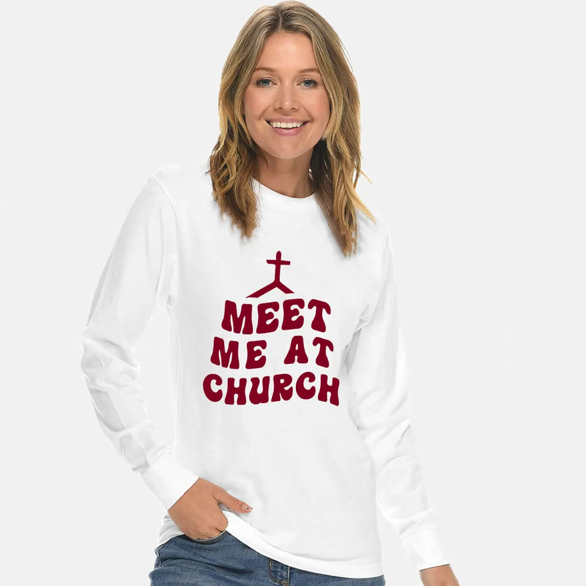 Meet Me At Church Cross Unisex Long Sleeve T Shirt