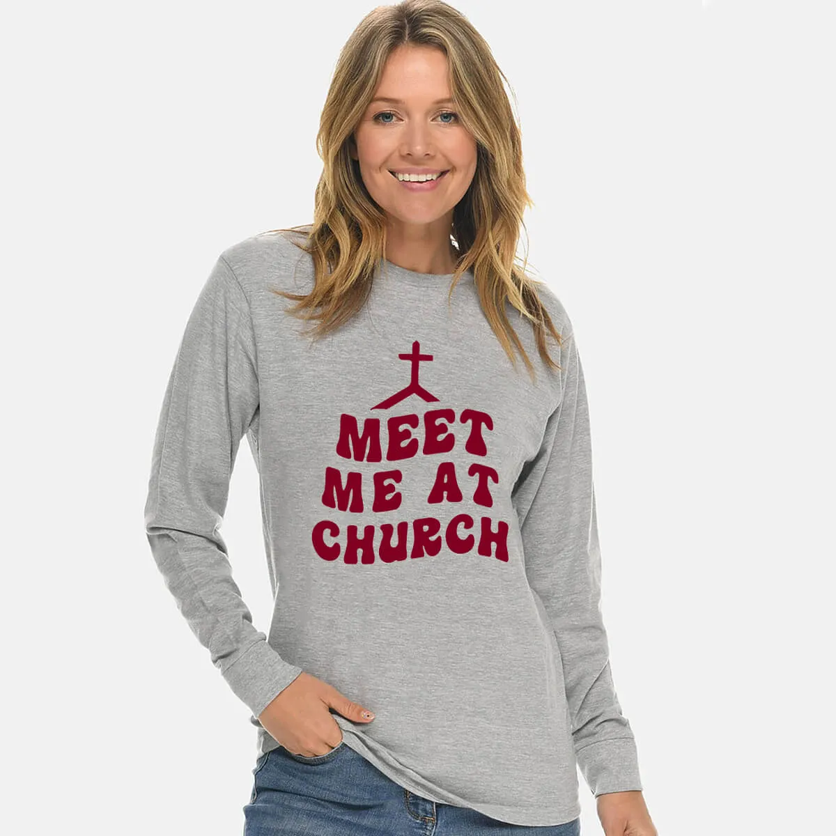 Meet Me At Church Cross Unisex Long Sleeve T Shirt