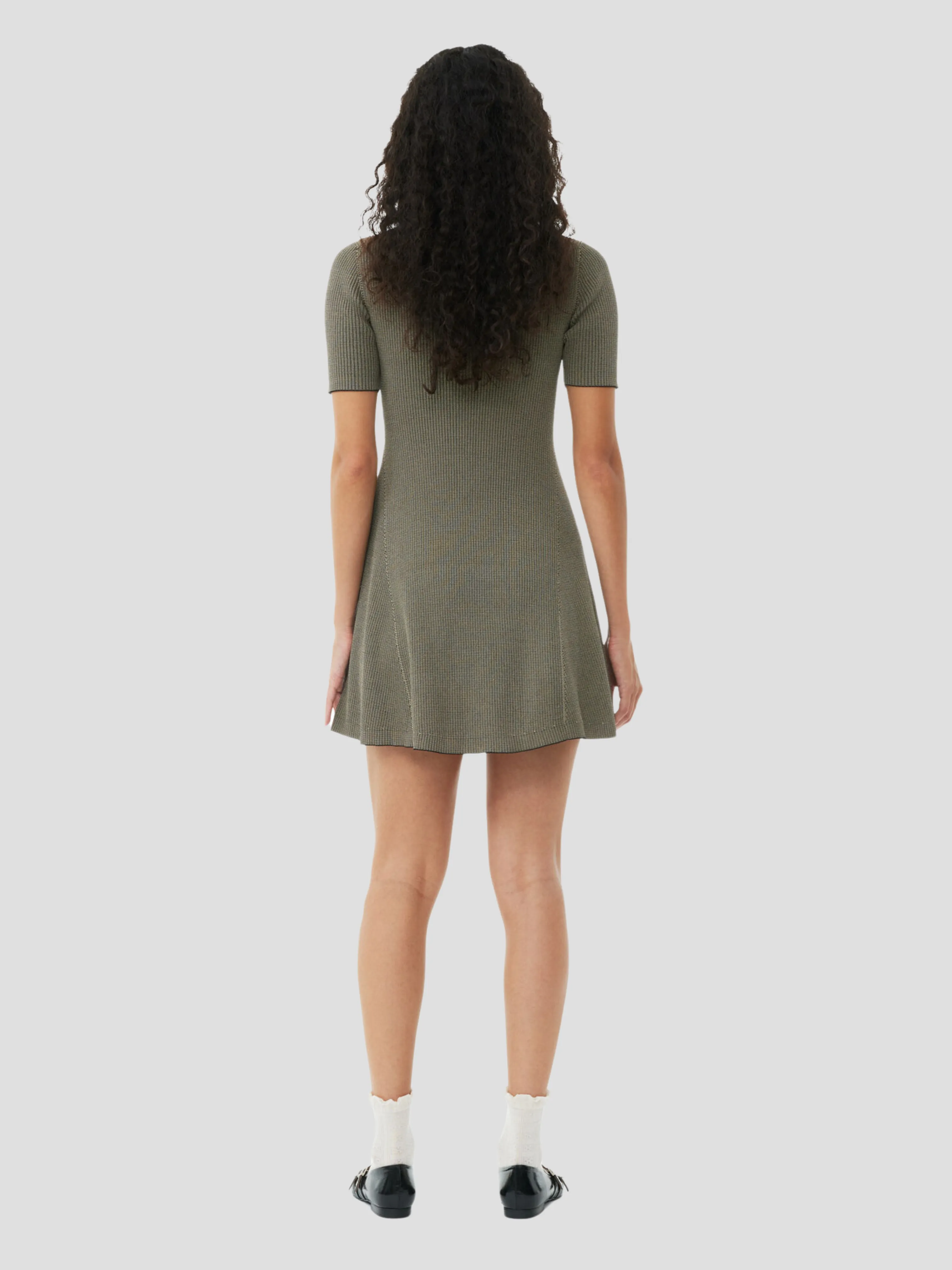 Melange Short Sleeve Knit Mini Dress