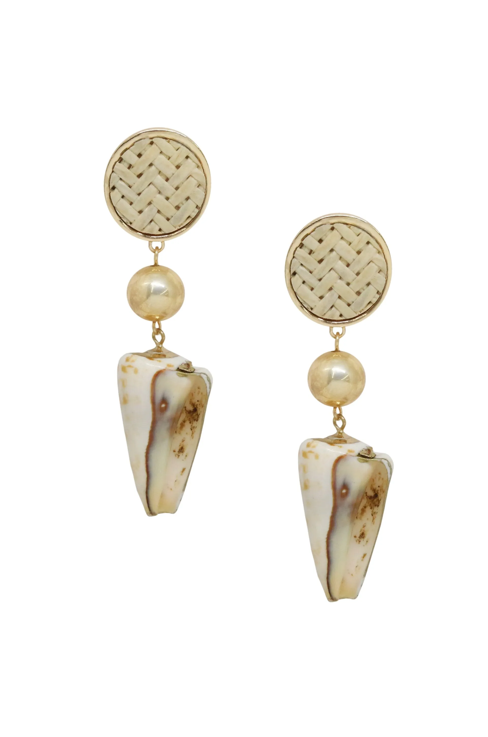 Nautical Shell & 18k Gold Plated Dangle Earrings