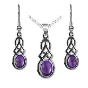 NEW: Celtic Knot Jewellery SET - Oval Amethyst