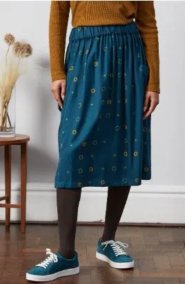 NOW 25% OFF Nomads Tencel Spot print Gathered Skirt in Plume