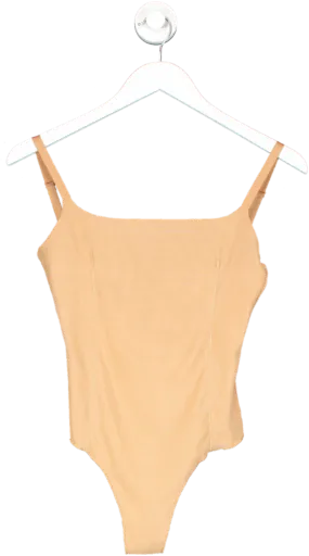 Oh Polly Beige Intimates  Soft Mesh Bodysuit In Almond UK M