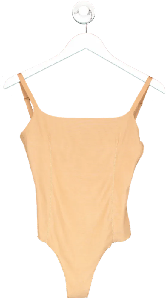 Oh Polly Beige Intimates  Soft Mesh Bodysuit In Almond UK M