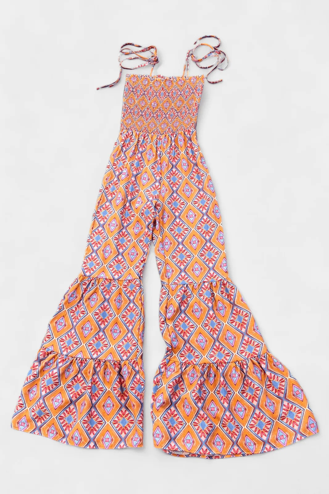 Orange Tribal Flared Jumpsuit