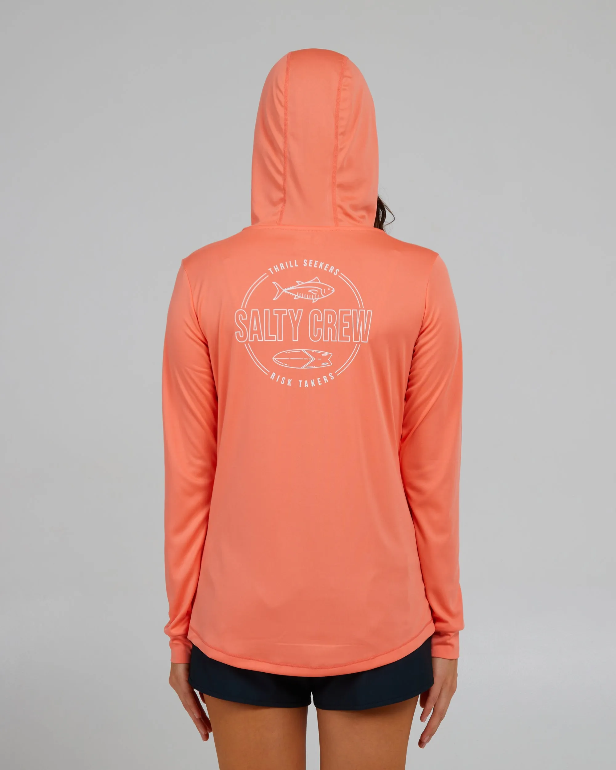 Outlined Sunrise Coral Hooded Sunshirt