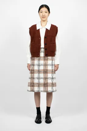 Painted Check Wrap Skirt Off-white/Black/Tan