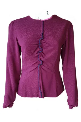 PAUL SMITH Paul Label Purple Peplum Long Sleeve Top (42)