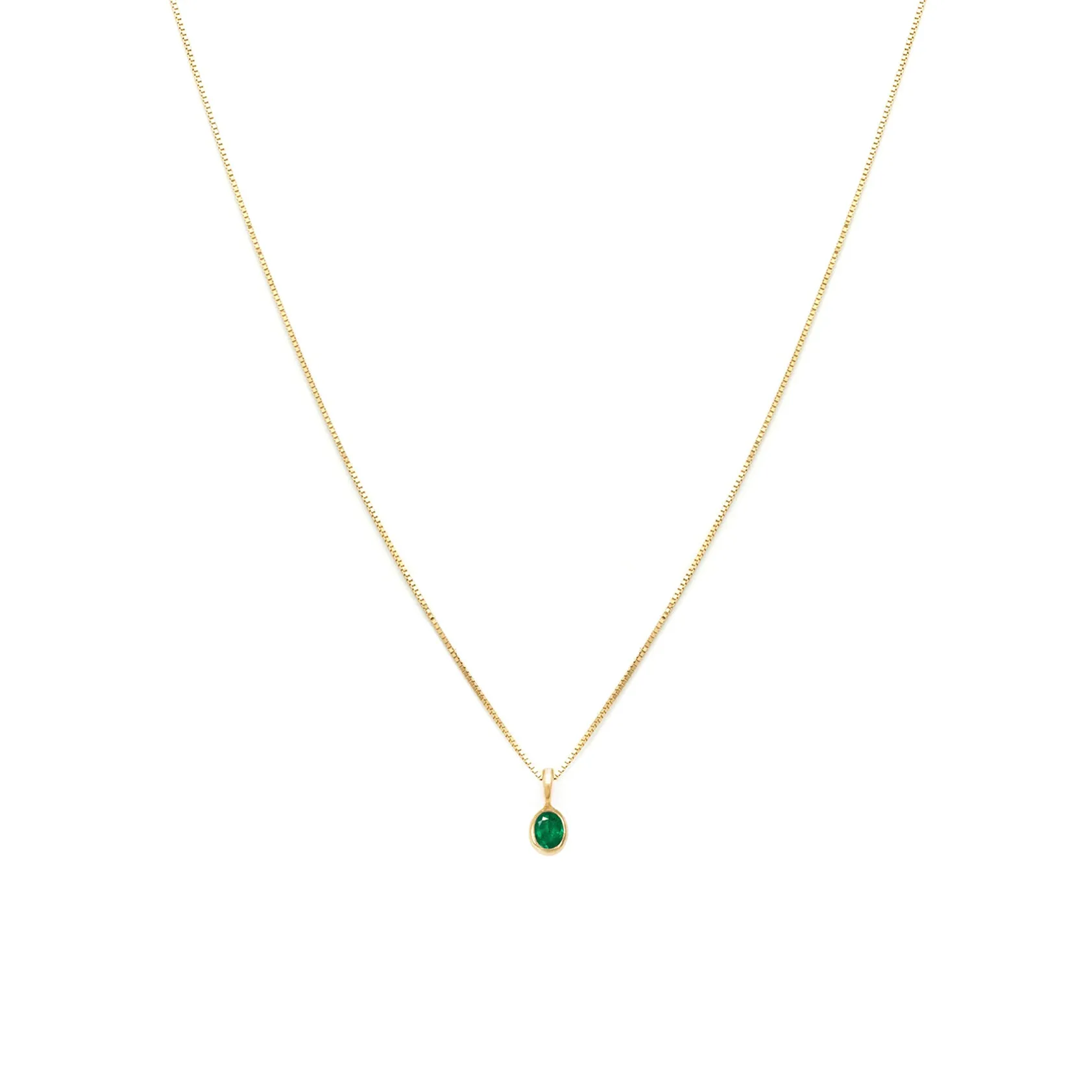 Petite Oval Necklace | 14k Gold & Emerald