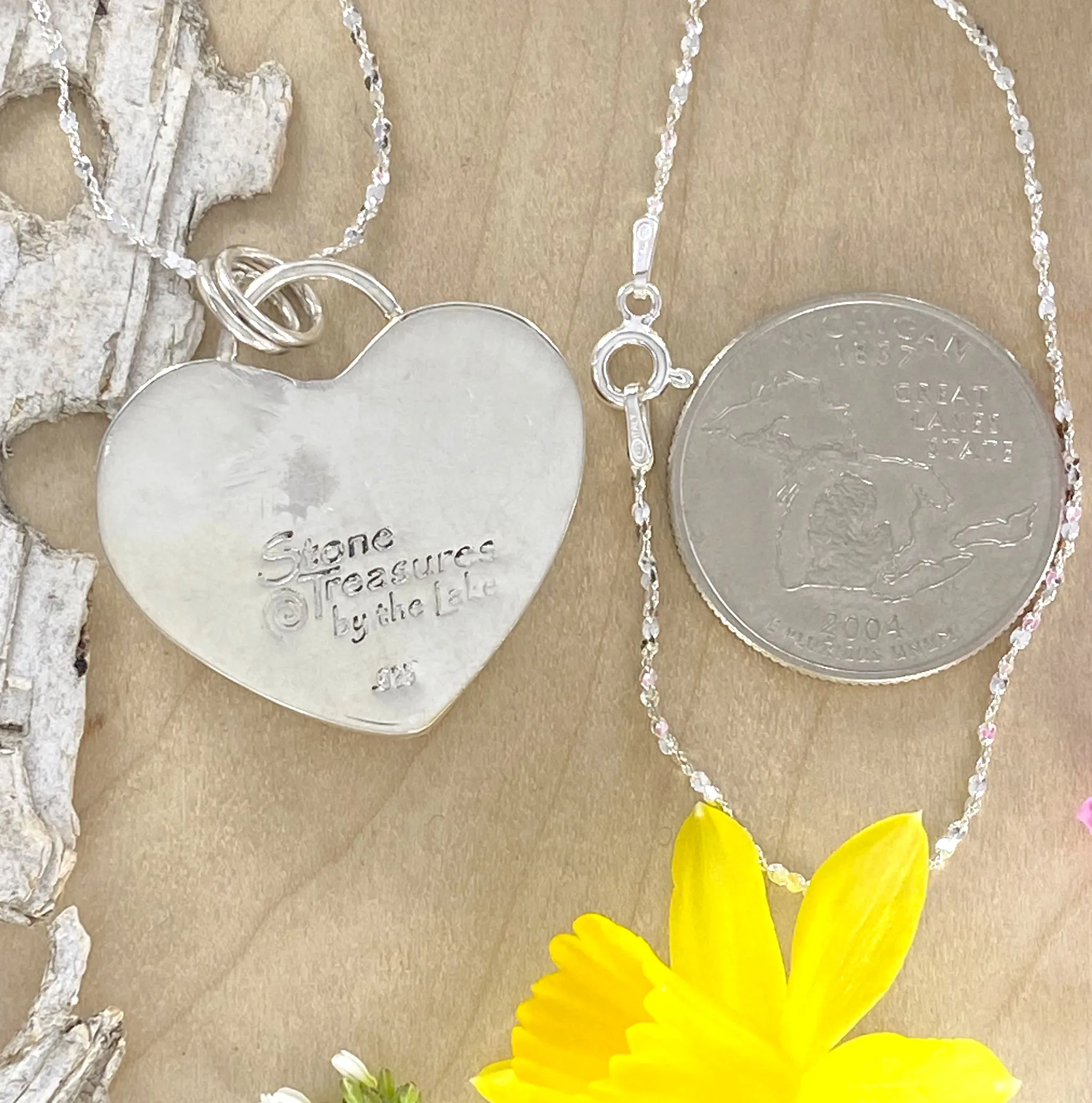 Petoskey Stone Heart Pendant Necklace