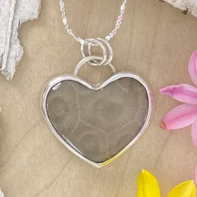 Petoskey Stone Heart Pendant Necklace