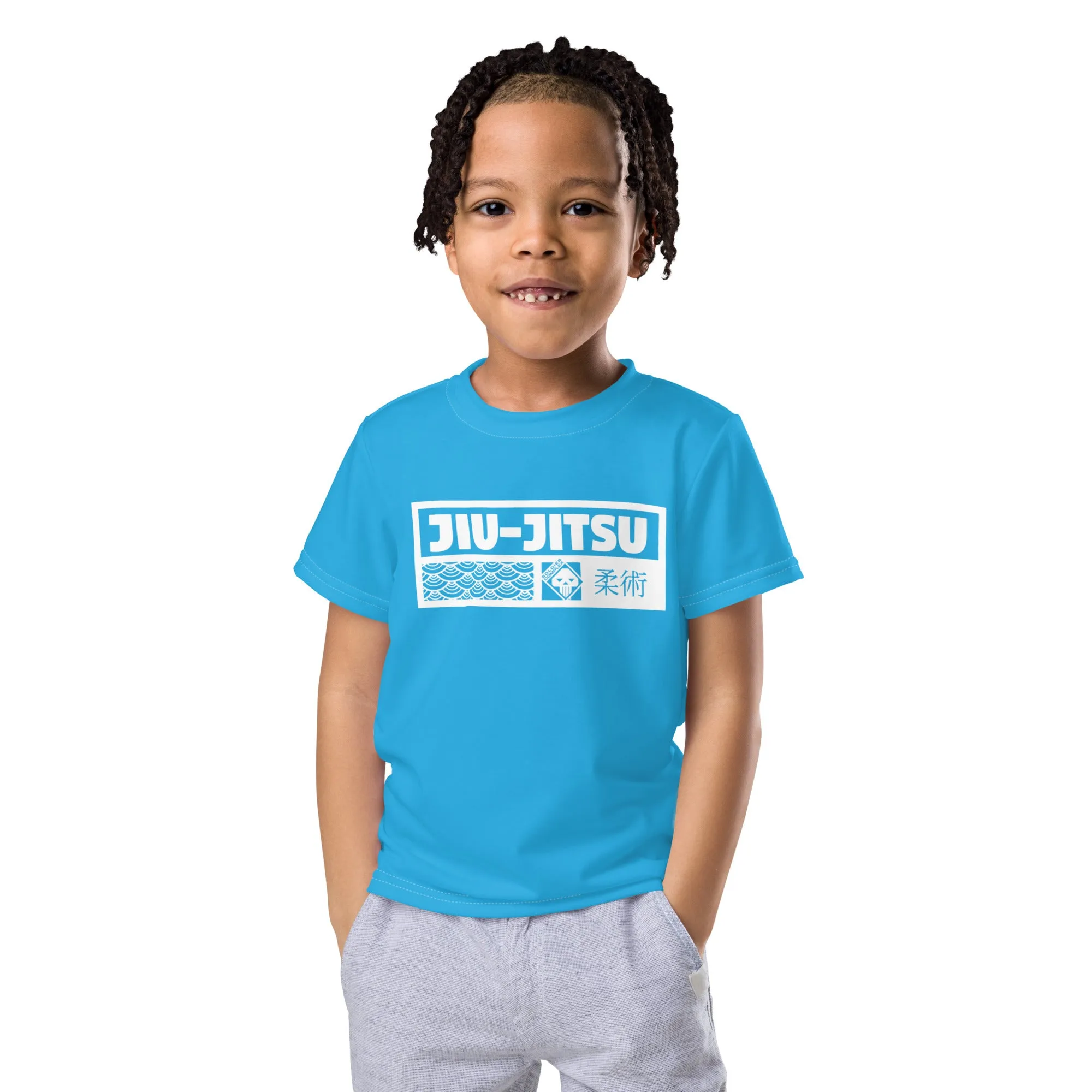 Playtime Confidence: Boy's Short Sleeve Jiu-Jitsu Rash Guard - Cyan