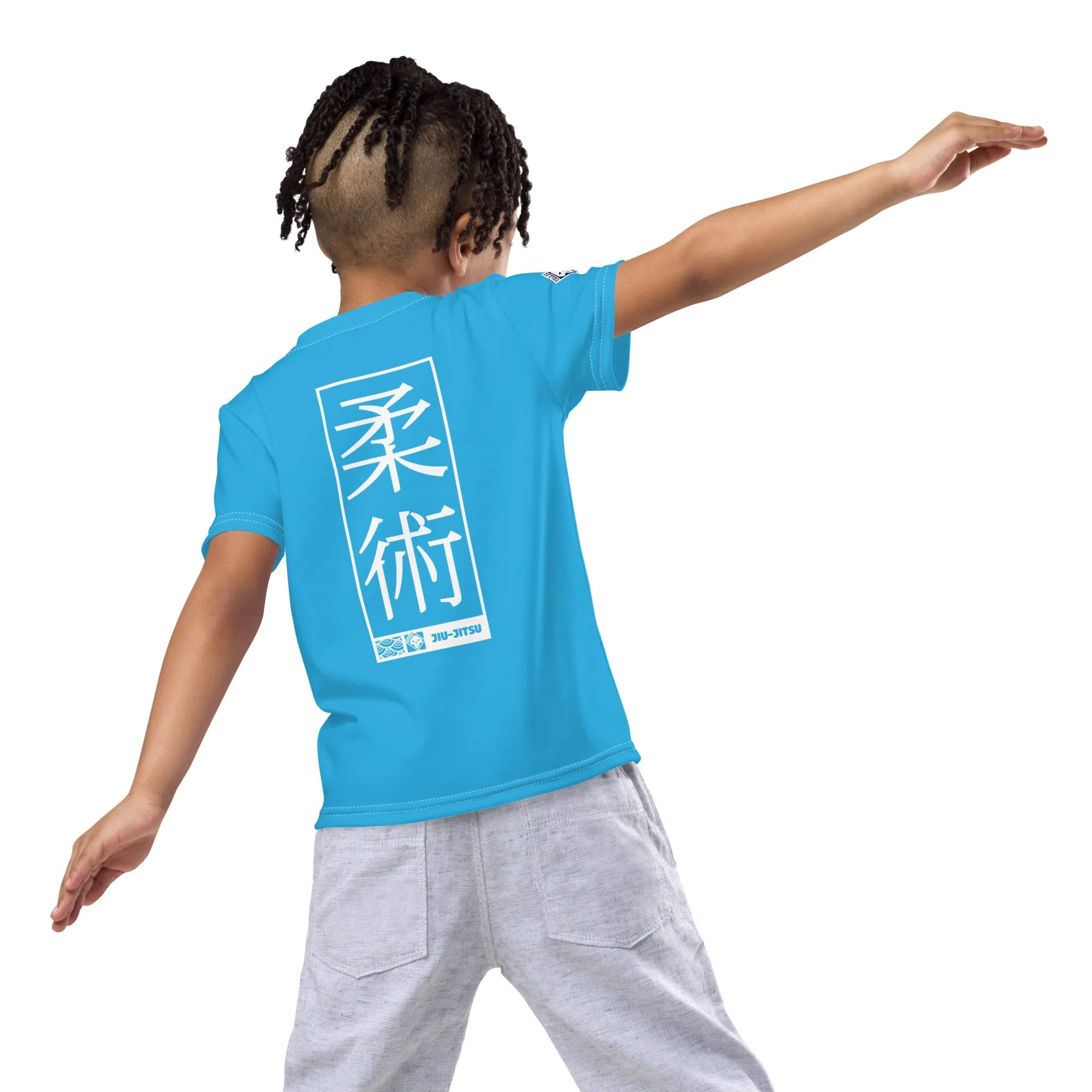 Playtime Confidence: Boy's Short Sleeve Jiu-Jitsu Rash Guard - Cyan