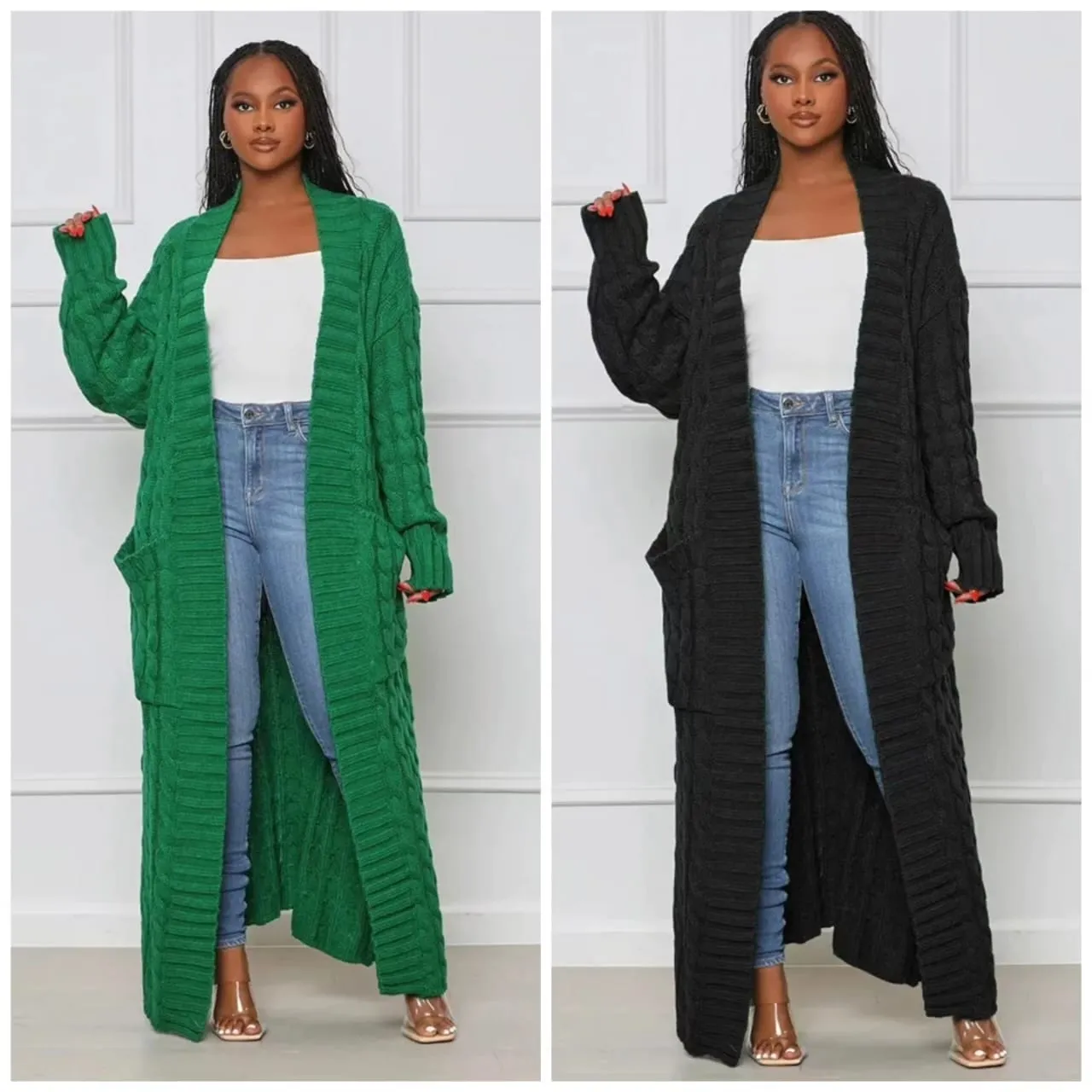 Pocket Long Sleeve Knitted Cardigan