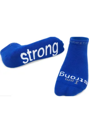 " I Am Strong" Blue Low Cut Sock