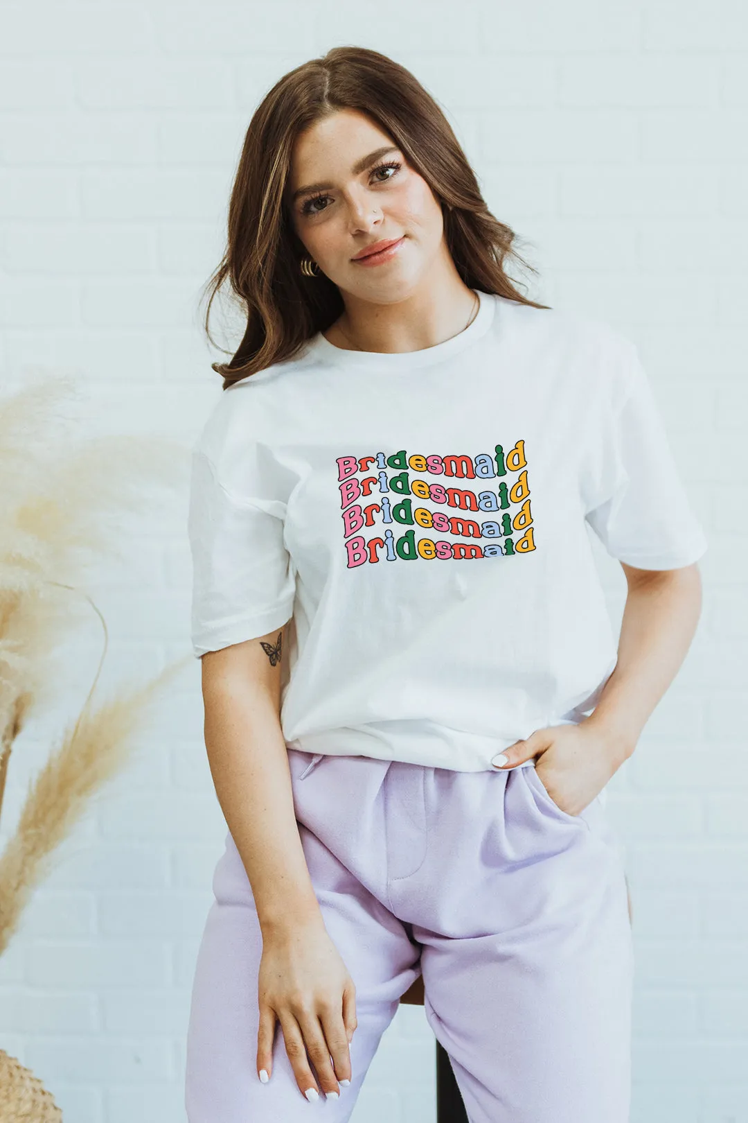 Rainbow Text custom wedding tee