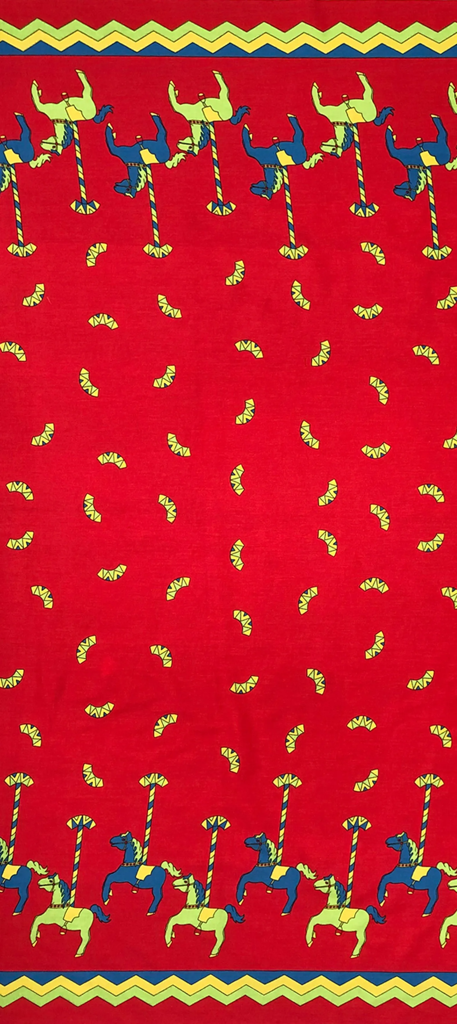 Red Carousel Print Fabric - Cotton