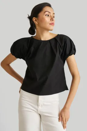 Reistor Balloon Sleeve Top in Black