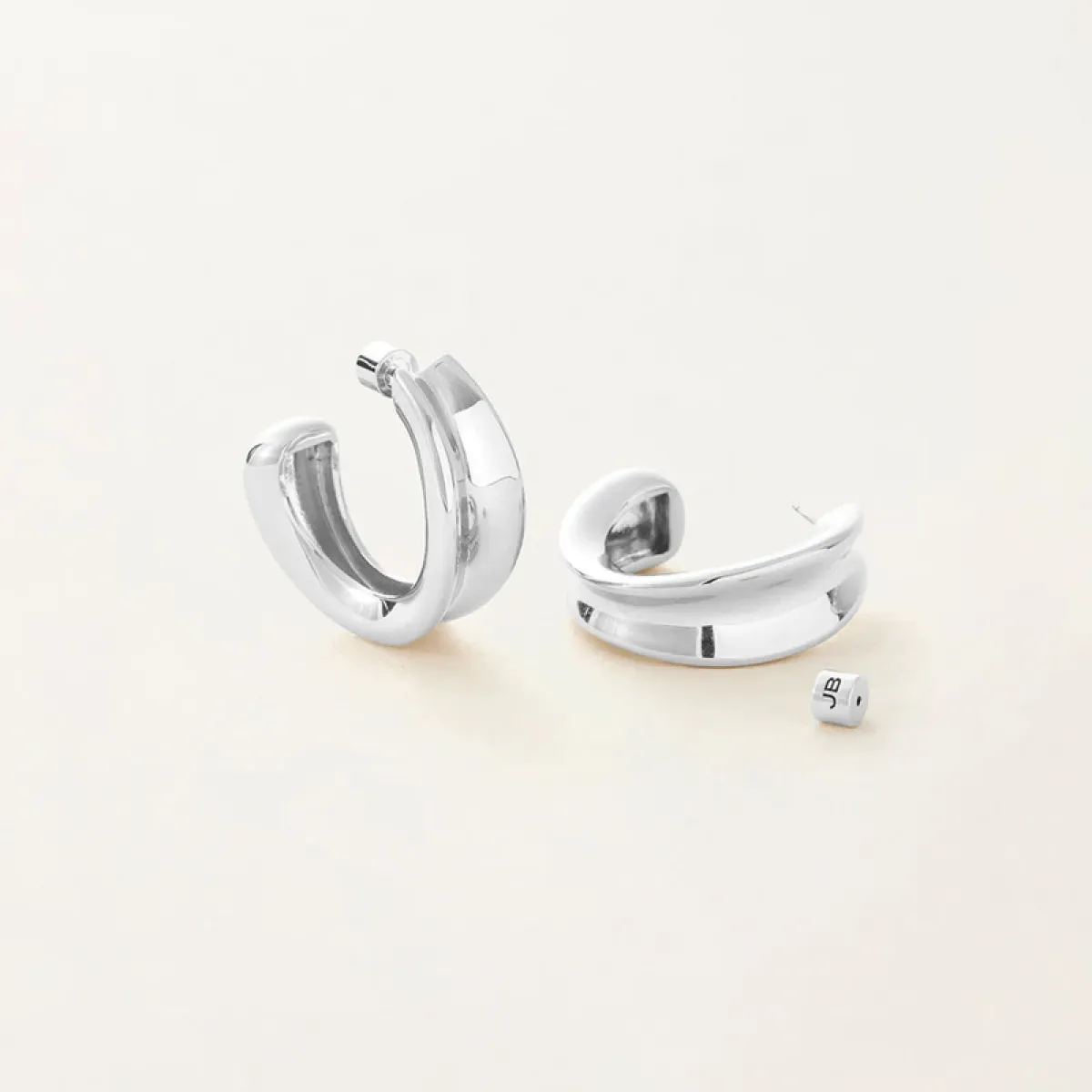 Rhodium Silver Statement Doune Hoops