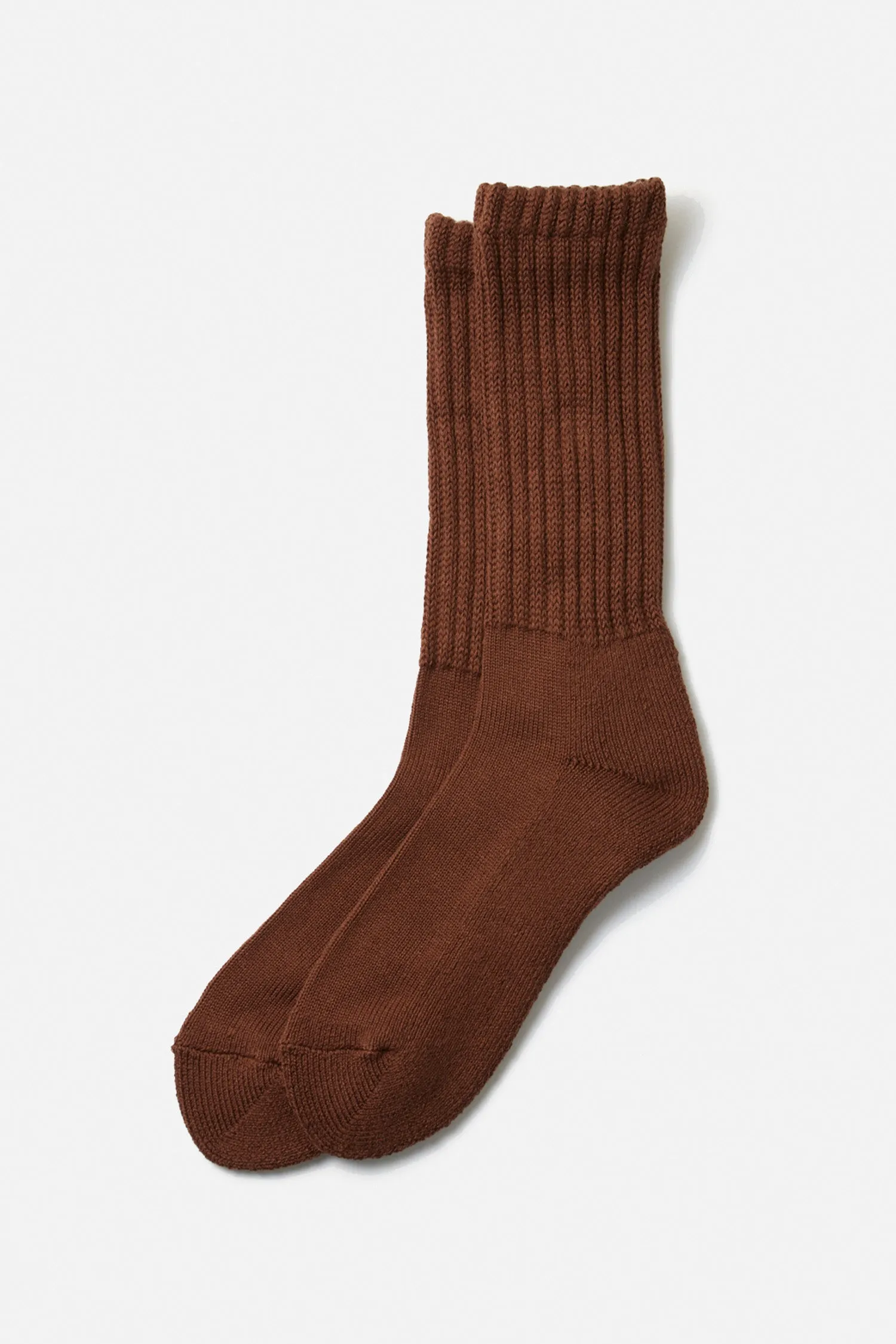 RoToTo Loose Pile Crew Socks / Chocolate